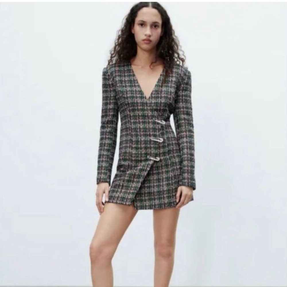 NWT Zara Structured Tweed Blazer Dress